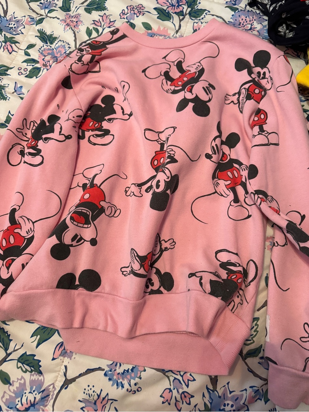 Disney Pink Mickey Mouse All-Over Graphic Crewneck Sweatshirt